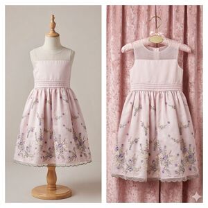 Cinderella Girls Pink Embroidered Floral Special Occasion Party Dress Size 6 S42